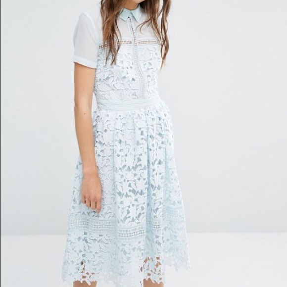 asos blue lace dress